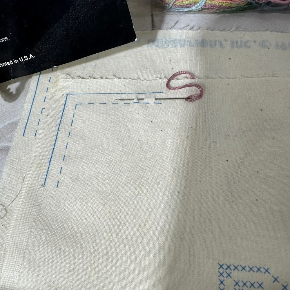 Vintage 1986 Dimensions‎ Stamped Cross Stitch Kit Love and Flowers Sampler 3064
